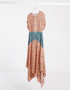 Платье миди с комбинированным цветочным принтом Topshop-Мульти