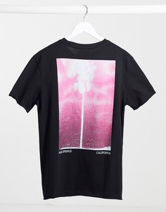 Черная футболка с пальмовым принтом Bershka-Черный