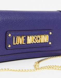 Темно-синий кошелек с ремешком-цепочкой Love Moschino
