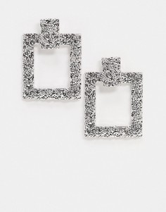 Фактурные квадратные серьги Missguided-Серебряный