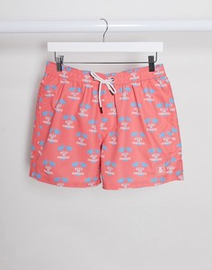 Розовые шорты для плавания с принтом Topman-Розовый