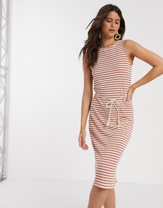 Платье миди в полоску с поясом Vero Moda-Мульти