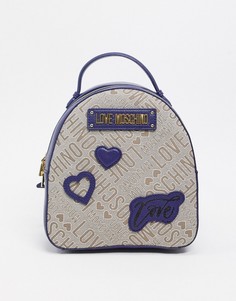 Темно-синий рюкзак с нашивками Love Moschino
