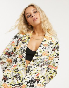 Пиджак кремового цвета с цветочным принтом Topshop IDOL-Мульти