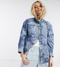Джинсовая рубашка с пуговицами с искусственным жемчугом Topshop IDOL-Синий