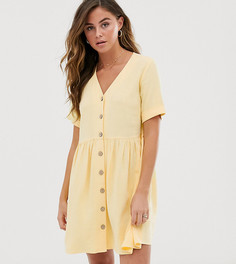 Свободное платье на пуговицах лимонного цвета New Look-Желтый
