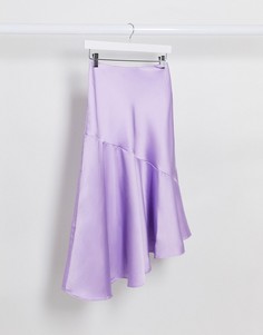 Асимметричная атласная юбка лавандового цвета Monki-Фиолетовый