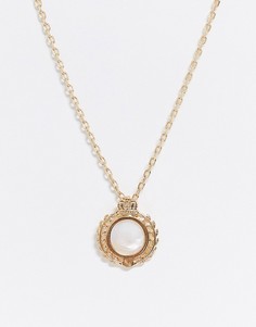Золотистое ожерелье-цепочка с искусственным жемчугом на подвеске Chained & Able-Золотой