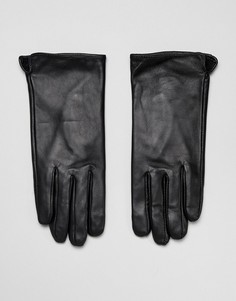 Кожаные перчатки с отделкой для управления сенсорными гаджетами Barneys Originals-Черный