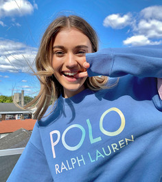 Эксклюзивный голубой свитшот с круглым вырезом Polo Ralph Lauren x Asos-Синий