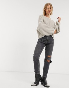 Свитер с открытыми плечами Free People-Серый
