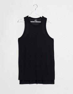 Черная майка-борцовка в стиле oversized с разрезами по бокам ASOS DESIGN-Черный