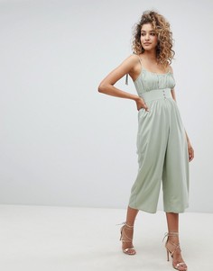 Комбинезон с бретелями на завязках и складками ASOS DESIGN-Мульти