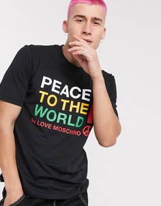 Черная футболка с принтом Love Moschino-Черный