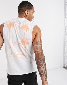 Белая свободная футболка без рукавов с принтом ASOS DESIGN-Белый