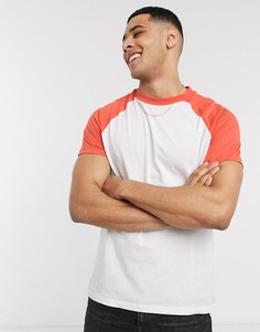 Красно-белая футболка с контрастными рукавами ASOS DESIGN-Белый