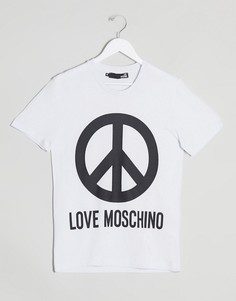 Футболка с символом мира Love Moschino-Белый