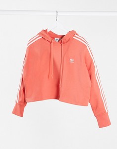 Худи кораллового цвета с 3 полосками adidas Originals-Розовый