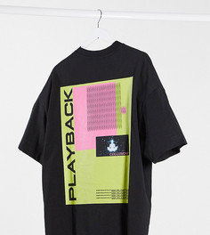 Черная oversized-футболка с принтом на спине COLLUSION Unisex-Черный