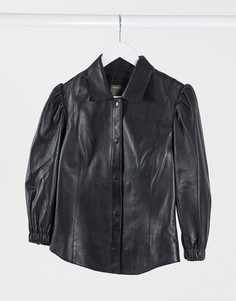 Черный топ с пышными рукавами Muuba-Белый Muubaa