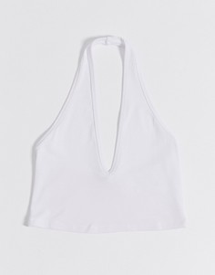 Белый кроп-топ с халтером ASOS DESIGN