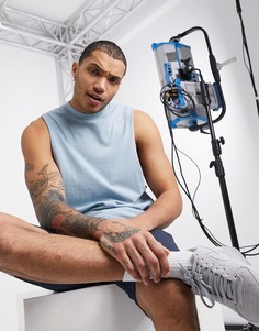 Синяя свободная футболка из органического хлопка без рукавов ASOS DESIGN-Синий