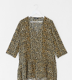 Свободная блузка с леопардовым принтом и оборкой по краю Simply Be-Мульти
