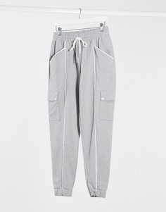 Джоггеры с кантом и карманами ASOS DESIGN-Серый