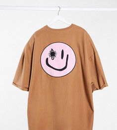 Светло-коричневая футболка в стиле oversized с вышивкой ASOS DESIGN Plus-Бежевый