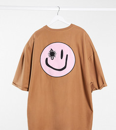 Светло-коричневая футболка в стиле oversized с вышивкой ASOS DESIGN Plus-Бежевый