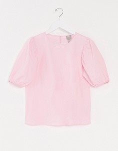 Розовый топ с короткими пышными рукавами ASOS DESIGN