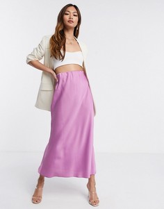 Фиолетовая атласная юбка миди ASOS DESIGN-Фиолетовый