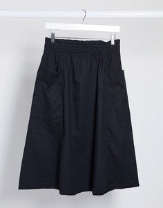 Черная юбка из органического хлопка с эластичным поясом Monki-Черный