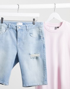 Рваные джинсовые шорты зауженного кроя ASOS DESIGN-Синий