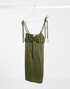 Платье мини на бретелях цвета хаки Lola May-Зеленый