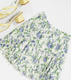 Мини-юбка с цветочным принтом Miss Selfridge Petite-Кремовый