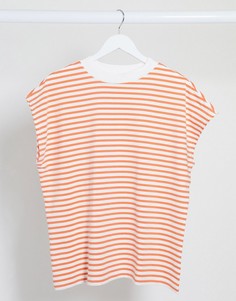 Оранжевая/белая футболка в полоску Weekday-Оранжевый