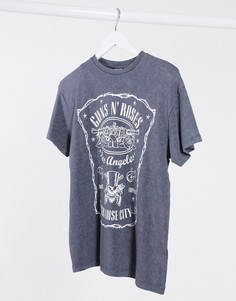 Темно-серая футболка с надписью "Guns N Roses" Reclaimed Vintage inspired-Серый