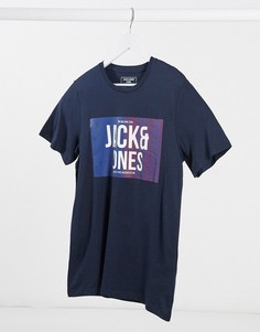 Футболка с раздвоенным принтом Jack & Jones-Темно-синий