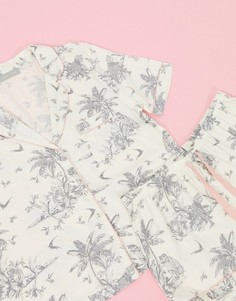 Пижамный комплект с тропическим принтом из рубашки и шортов New Look-Мульти