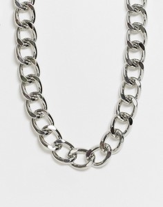 Серебристая цепочка с крупными звеньями ASOS DESIGN-Серебряный