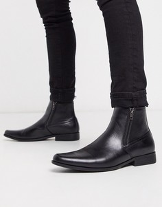Черные ботинки челси из искусственной кожи с молниями ASOS DESIGN-Черный