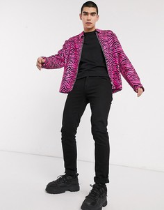 Розовая куртка Харрингтон с зебровым узором из пайеток ASOS DESIGN-Розовый