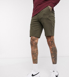 Темные узкие шорты чиносы цвета хаки ASOS DESIGN Tall-Зеленый