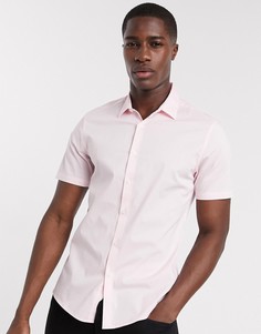 Розовая узкая рубашка с короткими рукавами ASOS DESIGN-Розовый