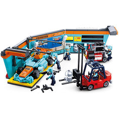 Конструктор Sluban "Кольцевые гонки" Станция обслуживания, 555 деталей