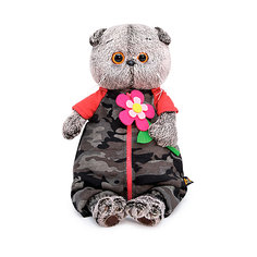 Одежда для мягкой игрушки Budi Basa Комбинезон на молнии серый к ярко-розовому цветку из фетра, 30 см
