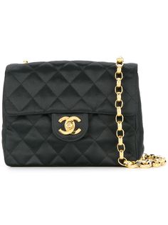 Chanel Pre-Owned стеганая сумка с логотипом и цепочкой