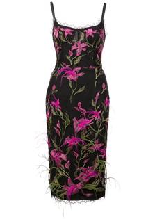 Marchesa Notte платье с цветочной вышивкой