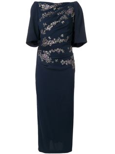 Talbot Runhof floral embellished fitted dress